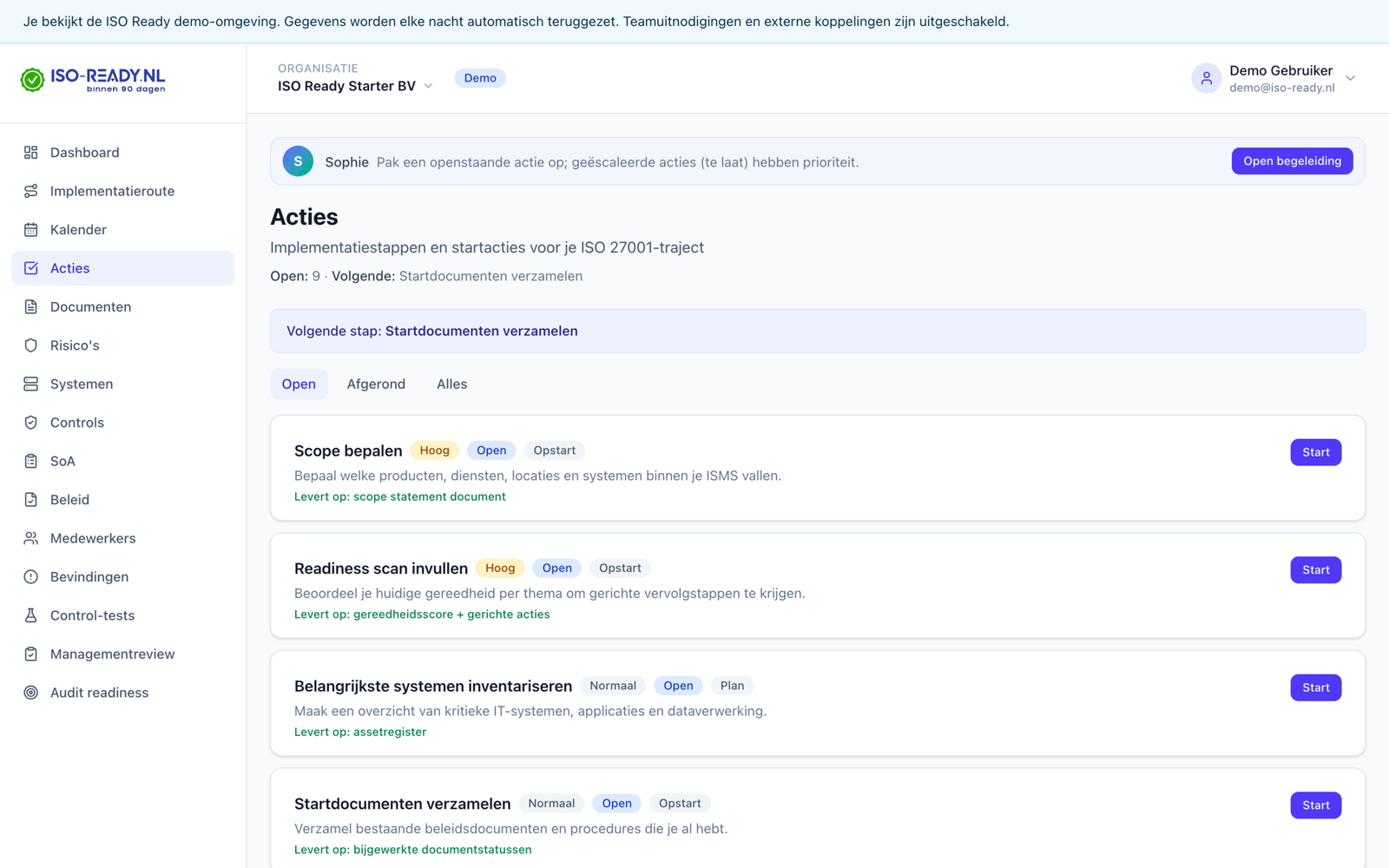 Actieplan in ISO Ready
